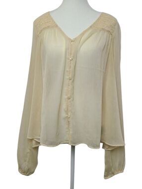 Denim & Supply Ralph Lauren Cream Sheer Button-Down Blouse Women’s XL